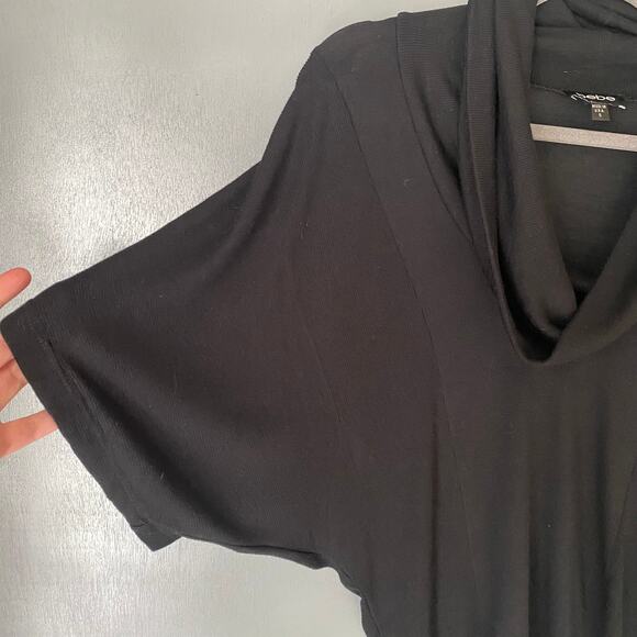 BEBE Women's Small Black Knit Cowl Neck Short Sleeve 90's Y2K Relaxed Classic - Picture 4 of 7